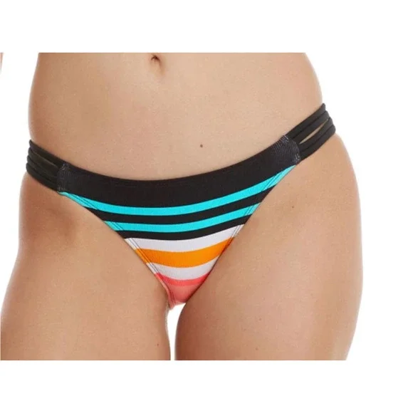 Body Glove Coral Reef Flirty Surf Rider Bikini Bottom | Sz XL, Black Multi - Picture 1 of 10
